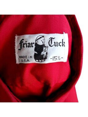 True Vintage Priest Shirt Medium 70s Friar Tuck Red Short Sleeve Button-Up 15.5